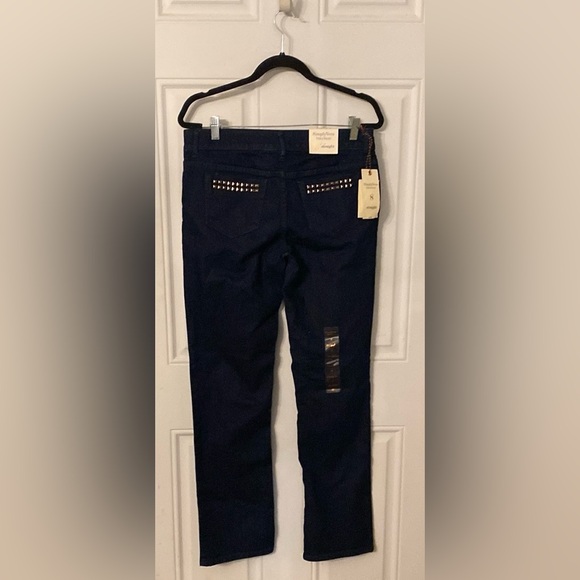 NWT Vera Wang Stud Detail Dark Wash Straight Leg Jeans - Picture 6 of 9